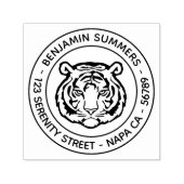 Tiger, Wild Cat Round Address Zelfinktende Stempel (Design)