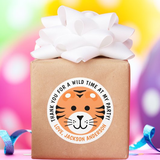 Tiger Wild Een Oerwoud Safari Dier Kids Verjaardag Ronde Sticker