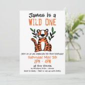 Tiger Wild One Birthday Party Kaart (Staand voorkant)