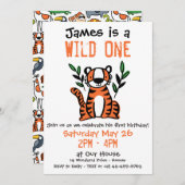 Tiger Wild One Birthday Party Kaart (Voorkant / Achterkant)