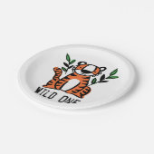 Tiger Wild One Birthday Party Papieren Bordje (Gekanteld)