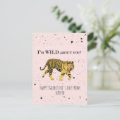 Tiger Wild Over jou Valentijn Classroom Foto Briefkaart (Staand voorkant)