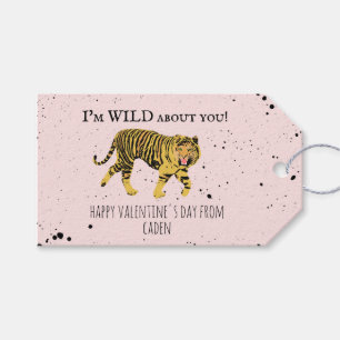 Tiger Wild Over jou Valentijn Kinder klaslokaal Cadeaulabel