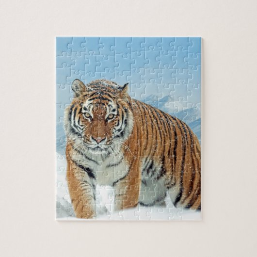 Tiger Winter Snow Mountains Animal Foto Legpuzzel (Verticaal)