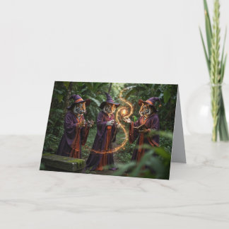 Tiger Witch Halloween Card Feestdagen Kaart