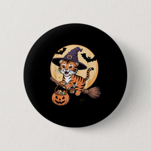 Tiger Witch Pet Pompoen Halloween Kostuum Mannen V Ronde Button 5,7 Cm