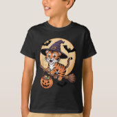 Tiger Witch Pet Pompoen Halloween Kostuum Mannen V T-shirt (Voorkant)