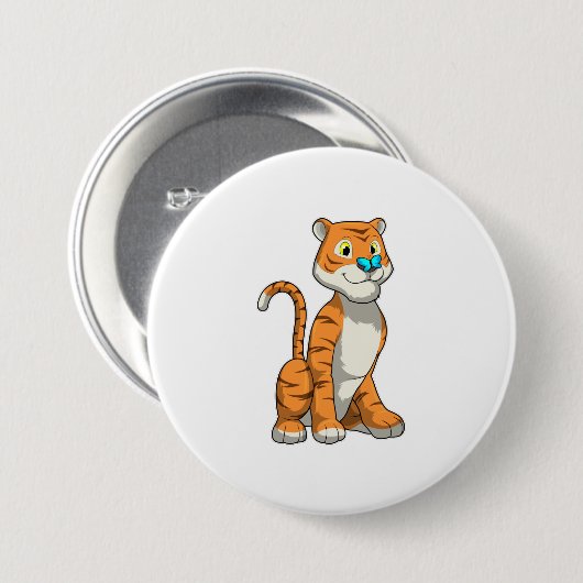 Tiger with Butterfly Ronde Button 7,6 Cm (Voorkant /achterkant)