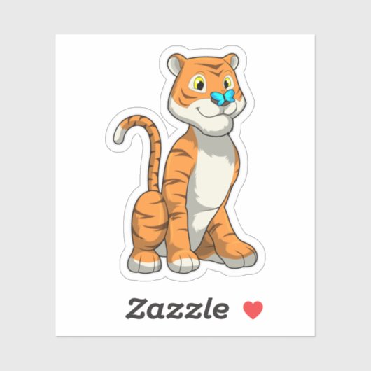 Tiger with Butterfly Sticker (Vel)