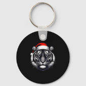 Tiger With Santa Hat Christmas Xmas Lover Zoo Keep Sleutelhanger (Voorkant)