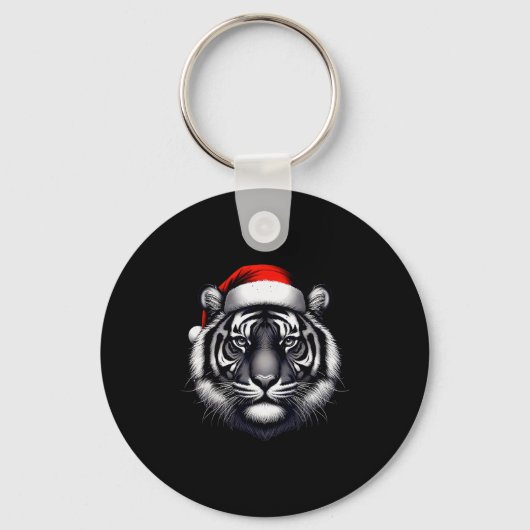 Tiger With Santa Hat Christmas Xmas Lover Zoo Keep Sleutelhanger (Voorkant)