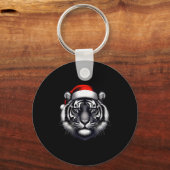 Tiger With Santa Hat Christmas Xmas Lover Zoo Keep Sleutelhanger (Voorkant)