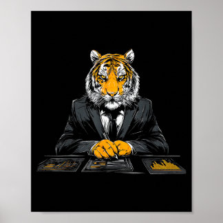 Tiger Working Portrait Drawing Artwork Animal Artw Poster