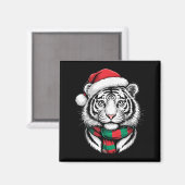 Tiger Xmas Santa Hat F Kerstkostuum Magneet (Voorkant / Achterkant)