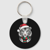 Tiger Xmas Santa Hat F Kerstkostuum Sleutelhanger (Voorkant)
