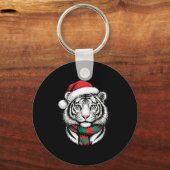 Tiger Xmas Santa Hat F Kerstkostuum Sleutelhanger (Voorkant)