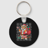 Tiger Xmas Sweater Style Ugly Santa Bengal Tiger C Sleutelhanger (Voorkant)