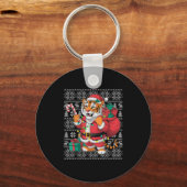 Tiger Xmas Sweater Style Ugly Santa Bengal Tiger C Sleutelhanger (Voorkant)