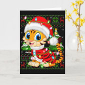 Tiger Xmas Sweater Style Ugly Santa Tiger Christma Kaart (Gele Bloem)