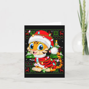 Tiger Xmas Trui Stijl Lelijk Santa Tiger Kerstmis Kaart