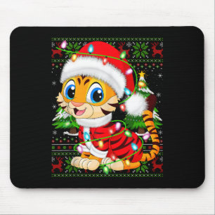 Tiger Xmas Trui Stijl Lelijk Santa Tiger Kerstmis Muismat