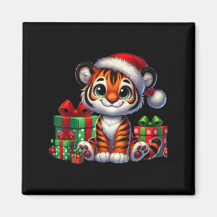 Tiger Xmas Verlichting Santa Hat Tiger Kerstmis Magneet