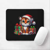 Tiger Xmas Verlichting Santa Hat Tiger Kerstmis Muismat (Met muis)