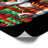 Tiger Xmas Verlichting Santa Hat Tiger Kerstmis Poster (Hoek)