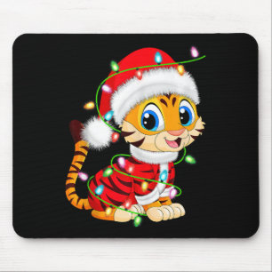 Tiger Xmas Verlichting Santa Kostuum Tiger Kerstmi Muismat