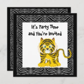 TIGER YELLOW BLACK BIRTHDAY-INVITATIES KAART (Voorkant / Achterkant)