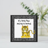 TIGER YELLOW BLACK BIRTHDAY-INVITATIES KAART (Staand voorkant)