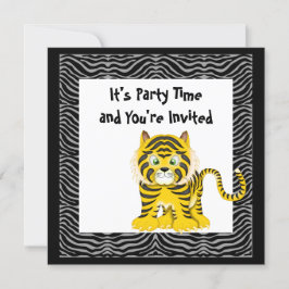 TIGER YELLOW BLACK BIRTHDAY-INVITATIES KAART