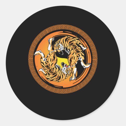 Tiger Yin Yang Harmony Meditation China Yoga Gift Ronde Sticker (Voorkant)