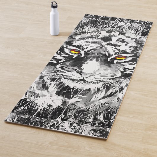 Tiger Yoga Mat | Tijgertekening zwart-wit (In situ)