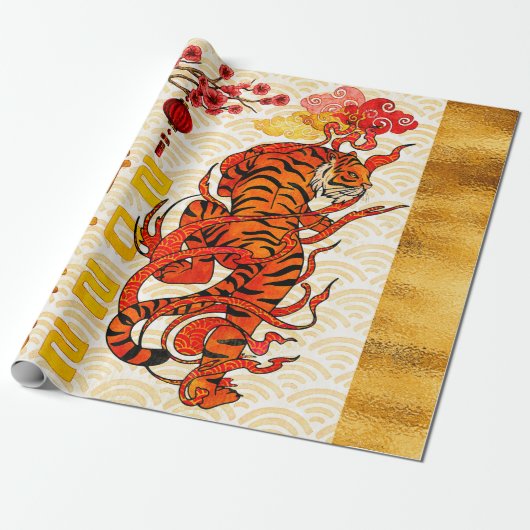 Tiger Zodiac, 2022 Chinees nieuwjaar Cadeaupapier (Uitgerold)