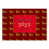 Tiger Zodiac Welcome 2022 Custom Gold Glitter Kaar (Voorkant Horizontaal)