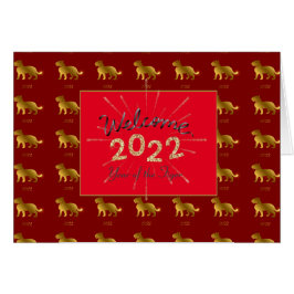 Tiger Zodiac Welcome 2022 Custom Gold Glitter Kaar