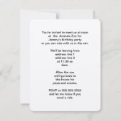 Tiger Zoo Verjaardagsfeestuitnodigingen Kaart (Achterkant)