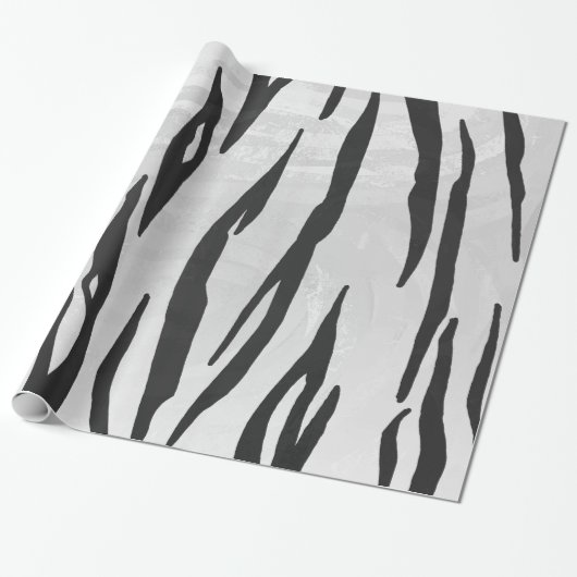 Tiger zwart-wit afdrukken cadeaupapier (Uitgerold)