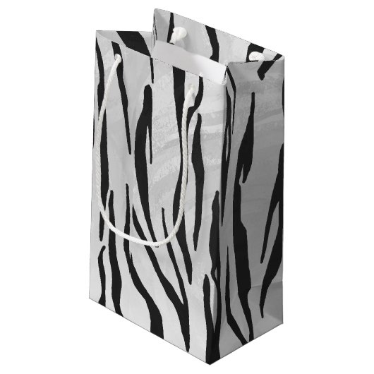 Tiger zwart-wit afdrukken klein cadeauzakje (Achterkant Gekanteld)