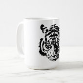 Tiger Zwart & Wit Pop Art Motivatie Koffiemok (Voorkant links)