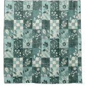 Tigeregroene Patchwork Quilt Rustieke Bloemen Retr Douchegordijn (Voorkant)