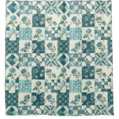 Tigeregroene Patchwork Quilt Rustieke Bloemen Retr Douchegordijn (Voorkant)