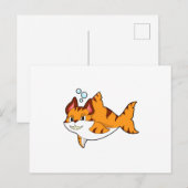 Tigerkat als Haai in Water.PNG Briefkaart (Voorkant / Achterkant)