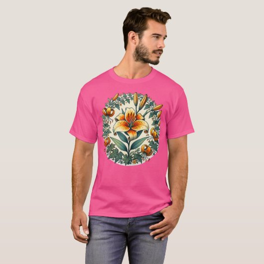 Tigerlilies Tiger Lily Flower Illustration Gardeni T-shirt (Voorkant volledig)