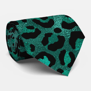 Tigermotief in Teal Metaal Stropdas