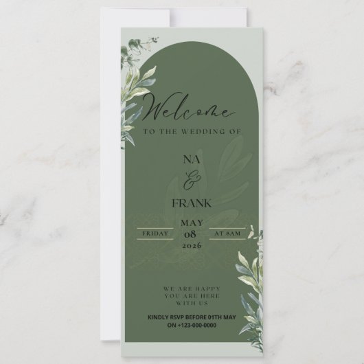 TigerNa Elegant Floral Wedding Invitation Kaart (Voorkant)