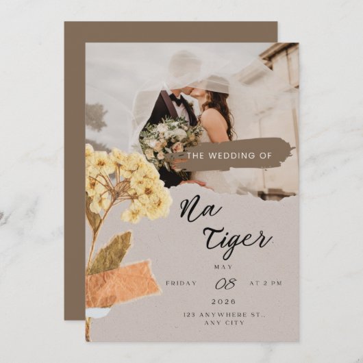 TigerNa Romantic Botanical Flat Card (Voorkant / Achterkant)