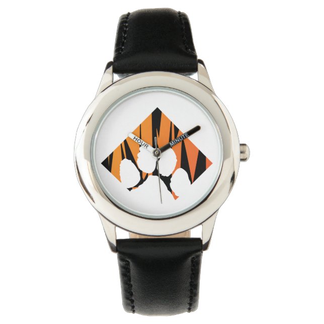 Tigerpaw roestvrij staal zwart horloge (Voorkant)