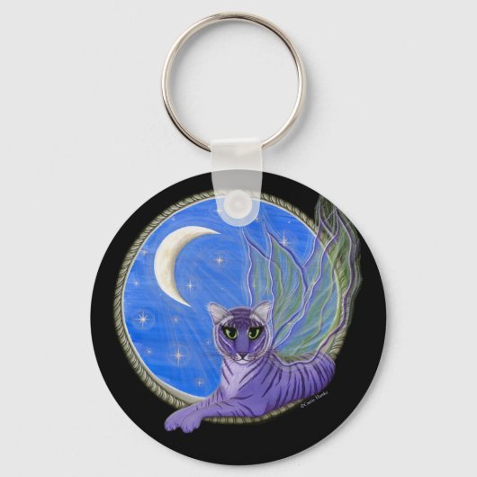 Tigerpixie Fairy Tiger Fantasy Cat Art Sleutelhang Sleutelhanger (Voorkant)